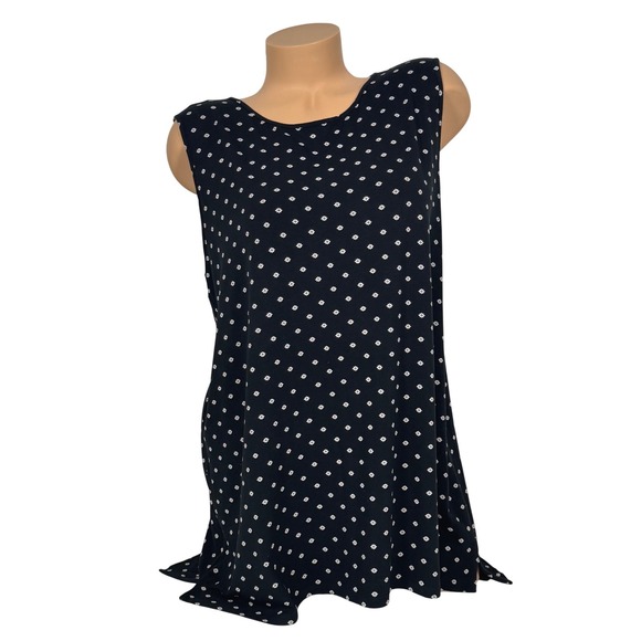 J. Jill Tops - J. Jill Wearever Sleeveless Tunic Top Black White Daisy Floral Scoop Neck Large
